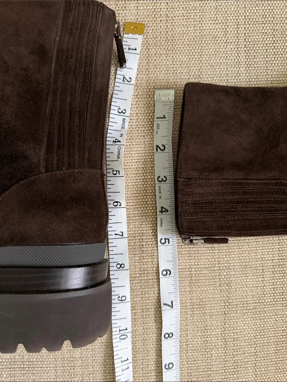 Lola Cruz Pruga Platform Suede Boots Brown Chunky Lug Sole Zip Mid-Calf EU 36